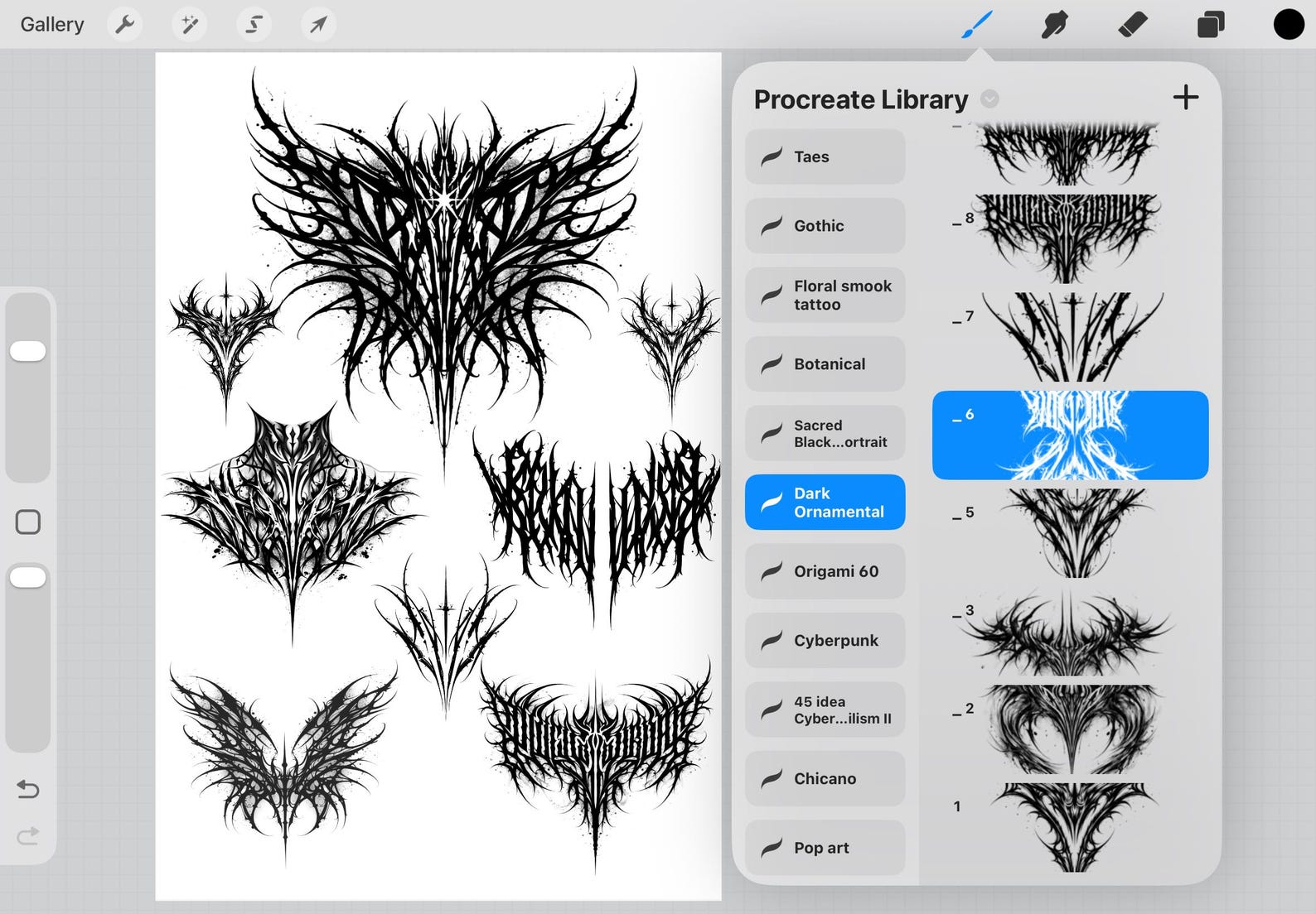 Dark Ornamental Tattoo Brush Set for Procreate – 50 Blackwork Stamps - Etsy