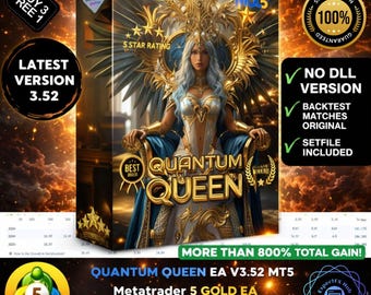 v3.52 Quantum Queen EA Gold Robot Metatrader MT5 expert advisor, forex Algo trading bot, ftmo prop firm challenge, gold scalper