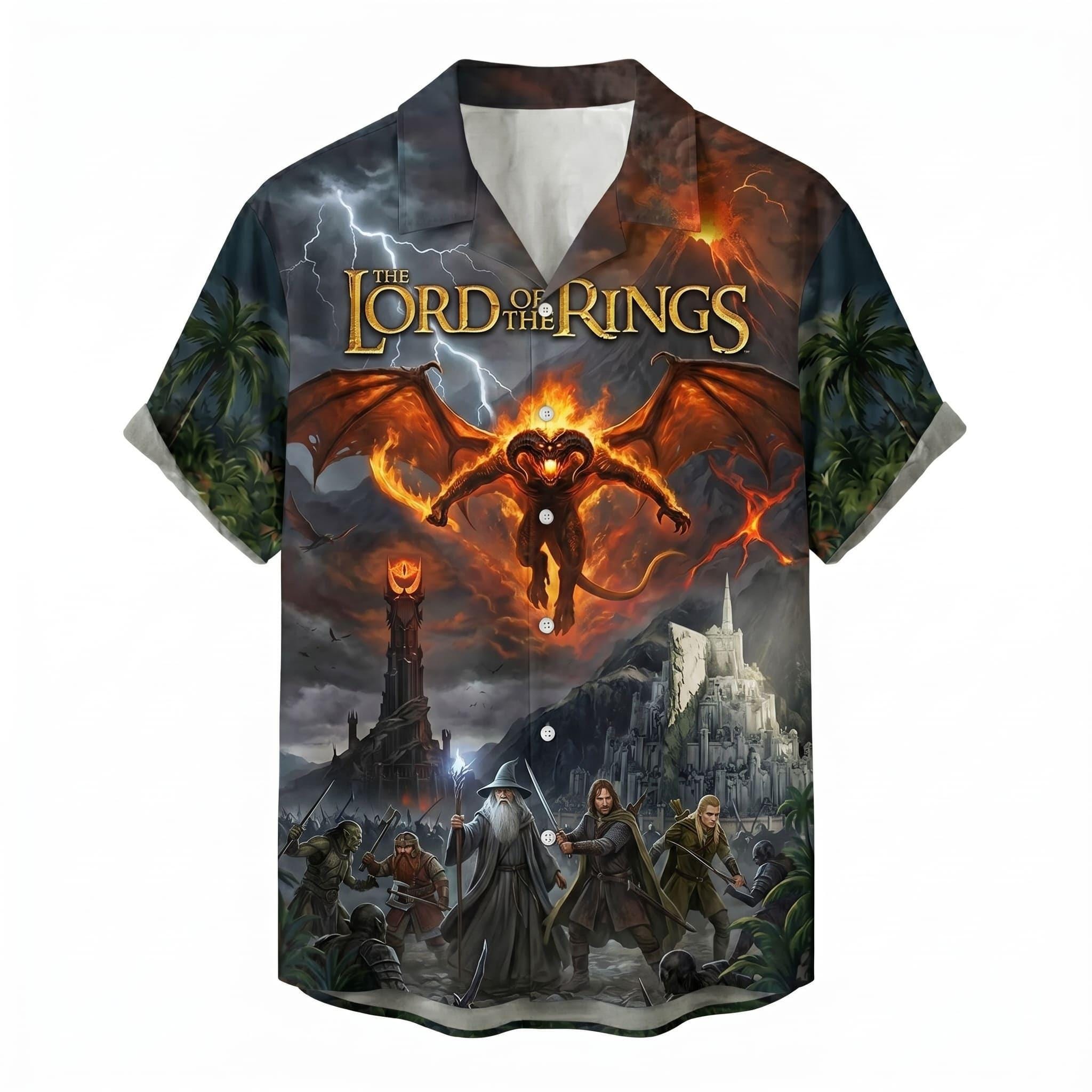 lord of the rings dress shirt Men's Lord of The Rings Fellowship of The Ring Distressed Retro Poster T-Shirt - Charcoal