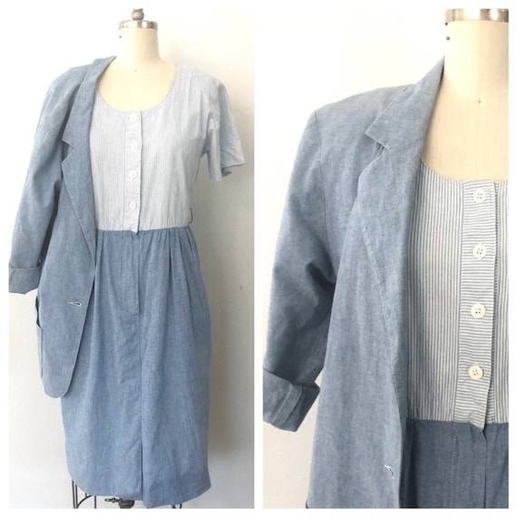 VTG chambray dress/blazer set