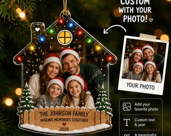 Personalized Family Photo Christmas Ornament 2026, Custom Acrylic Family Keepsake, Picture Ornament