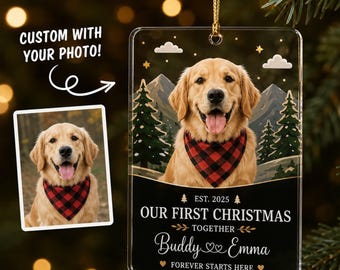 Personalized Pet Photo Christmas Ornament 2026, Custom Acrylic Pet Keepsake