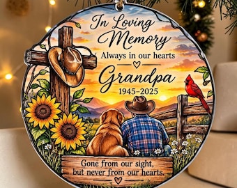 Personalized Grandpa Memorial Acrylic Ornament: Cardinal Remembrance Keepsake