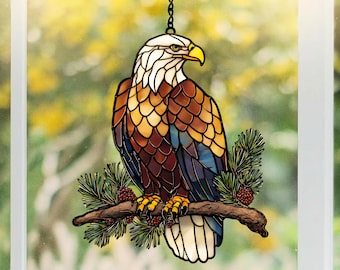 Bald Eagle Acrylic Suncatcher, Eagle Window Hanging, Patriotic Bird Decor Gift