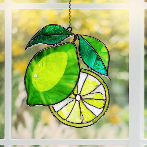 Lime Acrylic Suncatcher, Citrus Fruit Window Hanging, Kitchen Decor Gift