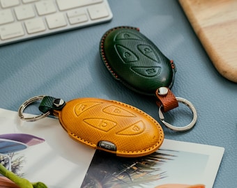 Hyundai-sleutelhangerhoes Handgemaakte lederen sleutelhouder 3D-gegoten, met de hand gestikte sleutelhanger IONIQ Sonata Santafe Palisade Grandeur Avante
