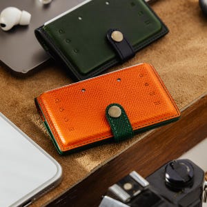 Leder-Knopf Key Card & NFC Digital Key Card Case | 3D geformte Schlüsselhülle + schmale Geldbörse | Passend für Hyande Kia Tesla BMW Genesis