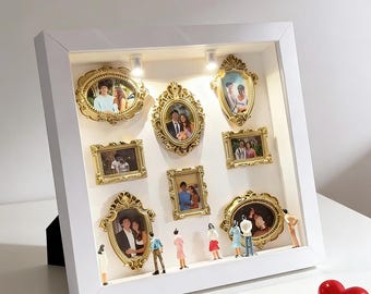 DIY Mini Museum Silhouette Display Box with Gold Frames Figurines, Valentine’s Day & Home Decor