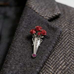 Vintage vasbrosch med blomhållare, bärbara minivassmycken, mors dag-present, stylingtips för kläder, unik present till honom/henne