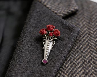 Vintage Vase Brosche Blumen Halter Pin, tragbare Mini Vase Schmuck, Muttertagsgeschenk, Styling Tipps für Outfits, Einzigartiges Geschenk für Sie / Ihn