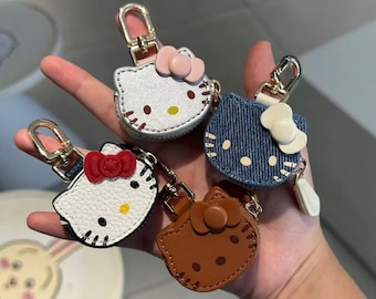 Cat Face Coin Purse Bag Charm | Zipper Leather Bag Charm | Cute Kitty-Inspired Keychain