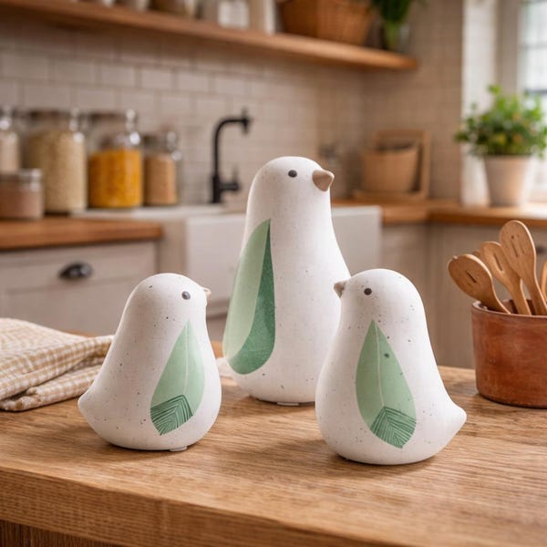 Figura de pájaro de cerámica hecha a mano, decoración escandinava minimalista