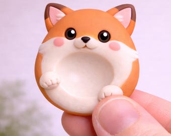 Handmade Fox Worry Stone, Kawaii Clay Fidget Toy, Desk Decor, Stress Relief Companion