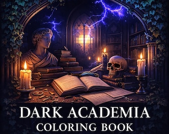 Dark Academia Coloring Book, Gothic Pages (Printable PDF Download)
