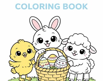 Easter Animals Coloring Book, Bunny Chick Lamb Pages (PDF Download)