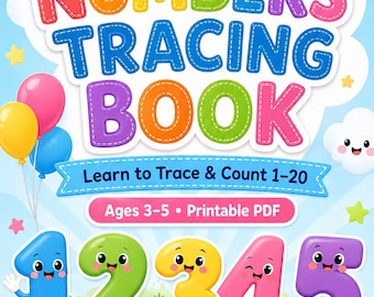 Number Tracing Book 1–20 – Preschool Learning Workbook (Printable PDF)