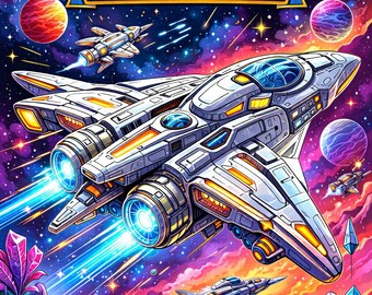 Future Spaceships Coloring Book | Sci-Fi Space Adventures for Adults (PDF Download)