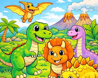 Dinosaur Coloring Pages for Kids | Printable PDF | Toddler Activity | Instant Download
