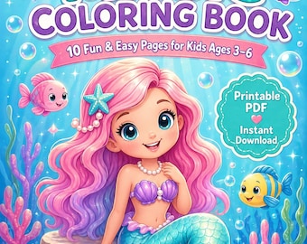 Mermaid Magic Coloring Book – Easy Ocean Pages for Kids Ages 3-6 (Printable PDF)