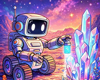 Robot Explorers Coloring Book, Sci-Fi Space Robots, Kids Teens Activity (PDF Download)