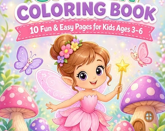 Fairy Garden Coloring Book for Kids Ages 3-6 – Easy Pages (PDF Download)