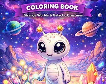 Alien Creatures Coloring Book, Sci-Fi Space Worlds, Kids Activity (PDF Download)