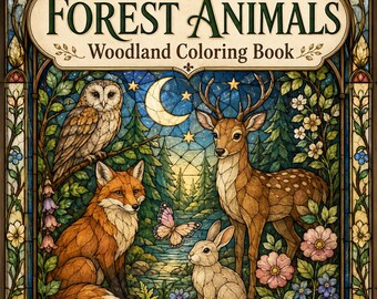 Glasmalerei Waldtiere Malbuch PDF, Waldtiere Malseiten