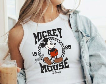 Bella Canvas Retro Mickey Mouse Racer Tank Top, Womens Disney, Classic Mickey Racerback, Disney Fan Tank Top, 1928 Disney Shirt