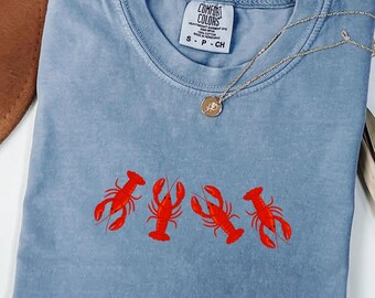 Coastal Lobster T Shirt, Preppy Summer Beach Tee, Nautical Vacation Shirt, Seaside Graphic Tee, New England Coastal Gift