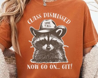 Last Day of School Teacher Shirt, Teacher Summer Shirt, Funny Cowboy Racoon Teacher Shirt, Teacher End Of Year Shirt, School Out for Summer