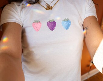 LGBTQ Pride Baby Tee, Rainbow Pride Tee, Strawberry Trans Rights, LGBTQ Gift, Progress Pride Shirt, Social Justice Shirt