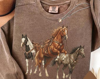 Western Horses Sweatshirt, Horse Lovers Gift, Cute Women Western Gift, Cowgirl Gift, Cute Western Horses, Cute Women Gift, Rodeo Tshirt