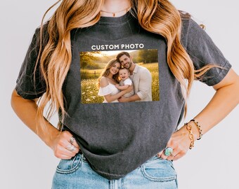 Custom Photo Crop Top Shirt, Comfort Colors TShirt, Pet Photo T-Shirt, Family Photo Shirt, Personalized Cropped Shirt