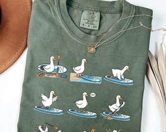 Funny Duck Paddle Board Shirt, Paddleboarding Animal Tee, Cute Summer Beach Shirt, SUP Lover Gift, Comfort Colors Tee