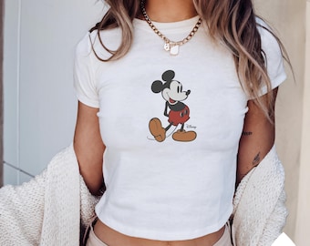 Retro Mickey Disney Baby Tee, Classic Mickey Baby Tee, Y2k 90s Style Mickey Mouse Tee
