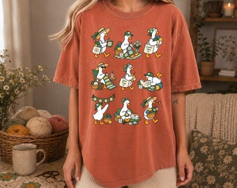 Silly Goose Shirt, Funny Crochet Comic Strip Tee, Crochet And Chill Graphic, Cute Yarn Lover Cartoon Shirt, Oversized Crafter Gift Tee
