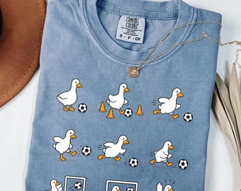 Funny Animal Tee, Cute Goose Football Shirt, Duck Soccer Shirt, Soccer Lover Gift, Comfort Colors Sports Tee for Women Men