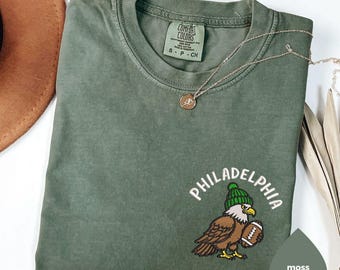 Embroidered Philadelphia Football Shirt, Philly Bird Game Day T Shirt, Football Fan Sports Gift, Unisex Comfort Colors Tee For Men, Women