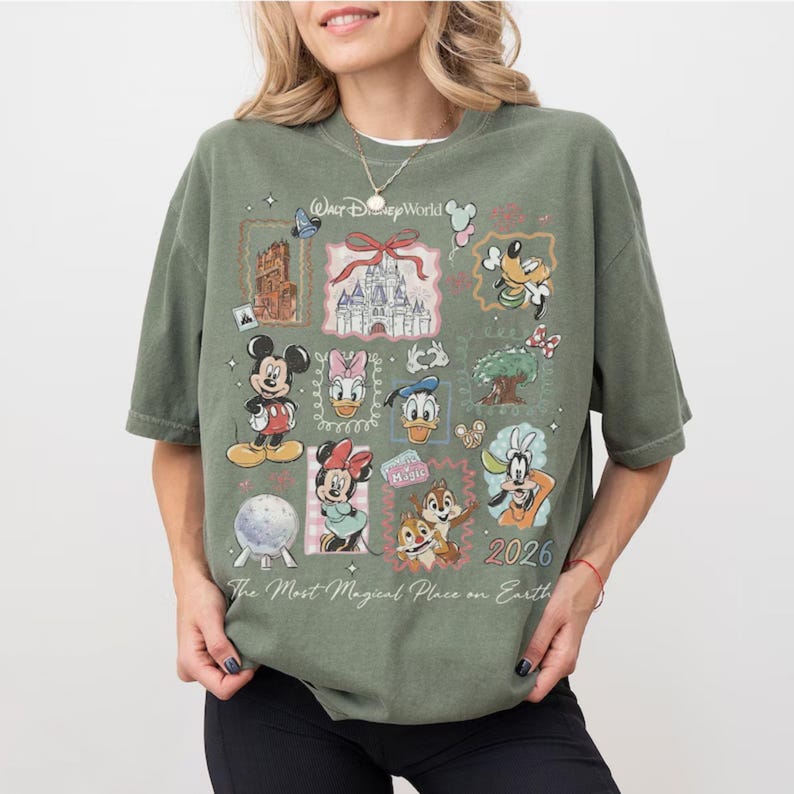 Vintage Mickey Disneyworld Comfort Colors Shirt, Retro Mickey And Friends Shirts, Walt Disneyworld Tee, Disney 2026 Trip Disney Vacation Tee zdjęcie 6