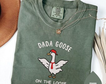 Embroidered Silly Goose Dad Shirt, New Dad Pregnancy Announcement, Fathers Day Funny Goose Gift for Husband, Embroidered Goose Shirt