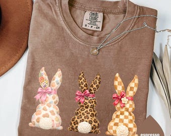 Comfort Colors Easter Bunny Sweatshirt, Coquette Rabbit Tee, women's easter shirt, easter bunny shirt, easter gift, rabbit shirt, rabbit tee