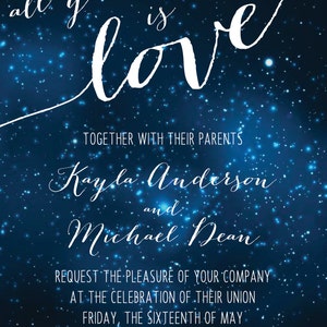 DIY Printable Wedding Invitation Galaxy Stars Space Universe Dark Blue Shower Invitation image 3