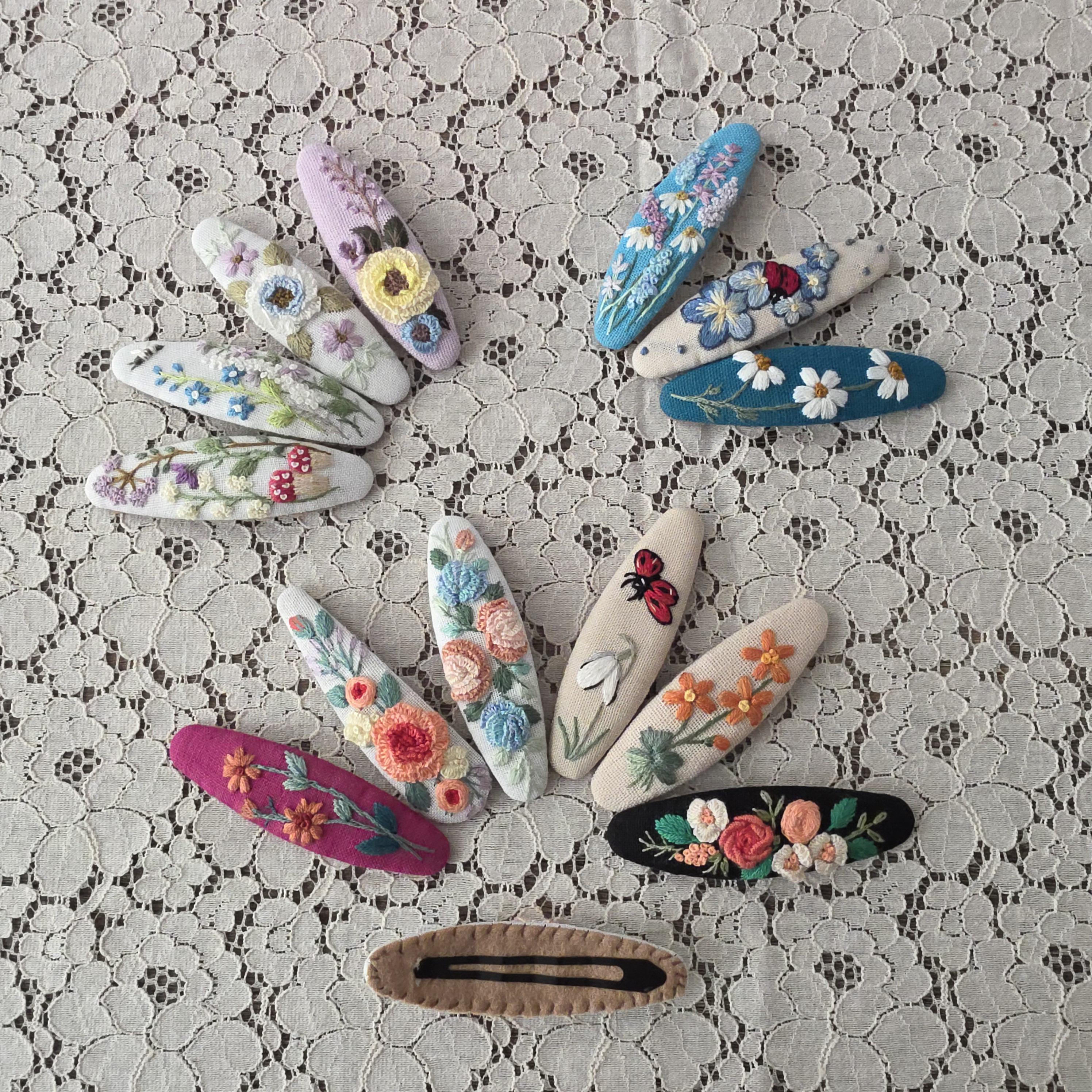 Hand Embroidered Hair Clip - Etsy