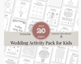 Paquete de actividades de boda para niños / Juegos de boda imprimibles para niños / Actividades de mesa para niños / Descarga instantánea