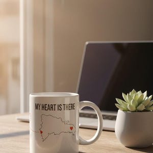 Personalized Long Distance Coffee Mug – Custom Map, Moving Gift