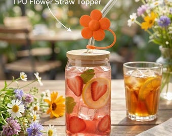 Flower Straw Cap – Reusable TPU Dust-Proof Topper, 16oz Tumbler