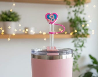 Retro Valentine Straw Toppers | Pink Cowgirl Hat, Heart, Peace (10mm, Set of 5)