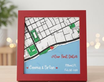 Valentine's gifts Framed 3D City Map Keepsake Personalized Location Gift