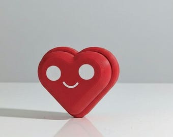 3D Printed Heart Keychain: Dual Layer Kawaii Fidget Clicker
