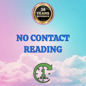 May include: A digital graphic featuring a circular gold badge with the text 38 YEARS EXPERIENCE. Below, the blue text reads NO CONTACT READING. At the bottom, a green clock icon with an arrow and the text 1 HOUR is set against a pastel sky background.